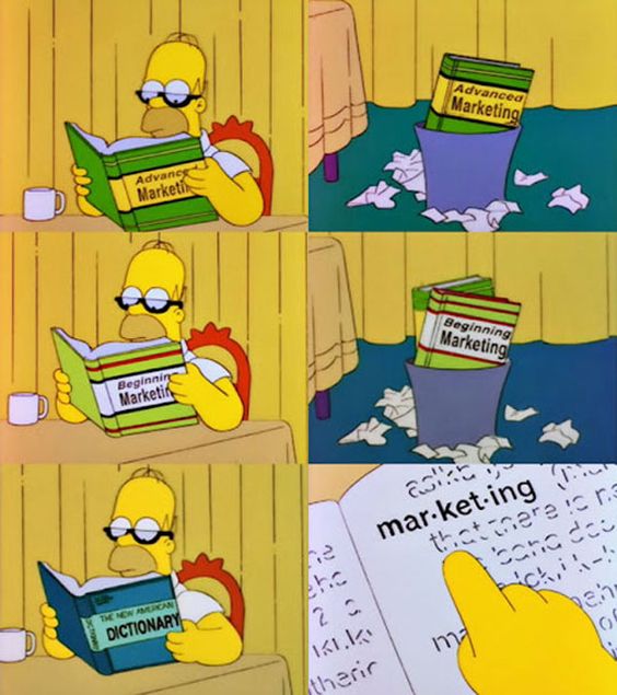 Bart simpson reading about marketing