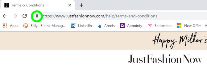 SSL certificate of JustFashion Now